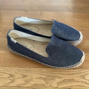 Soludos Anthropologie Denim Slip On Jute Espadrilles Womens Size 8